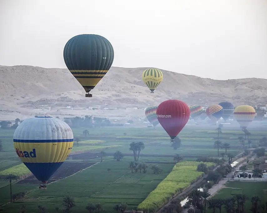 Aerial view of Nile and green fields