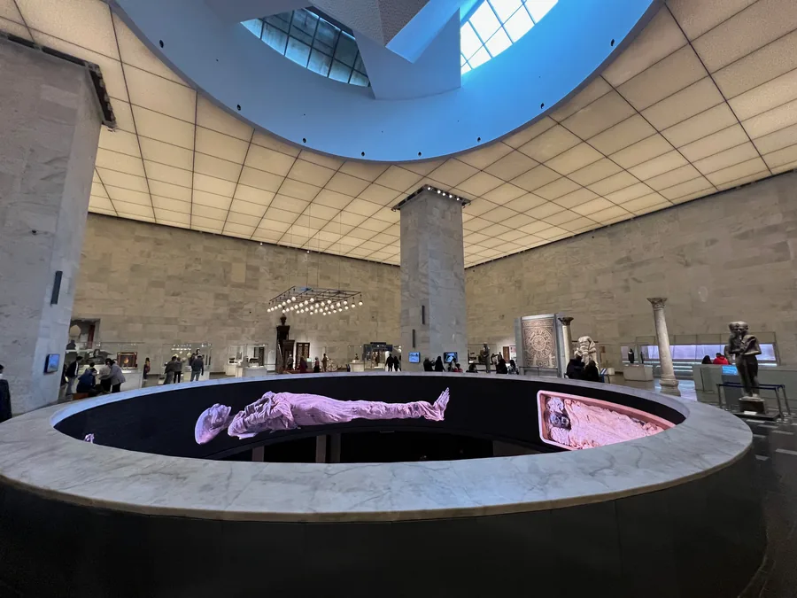 The central hall of the National Museum of Egyptian Civilization
