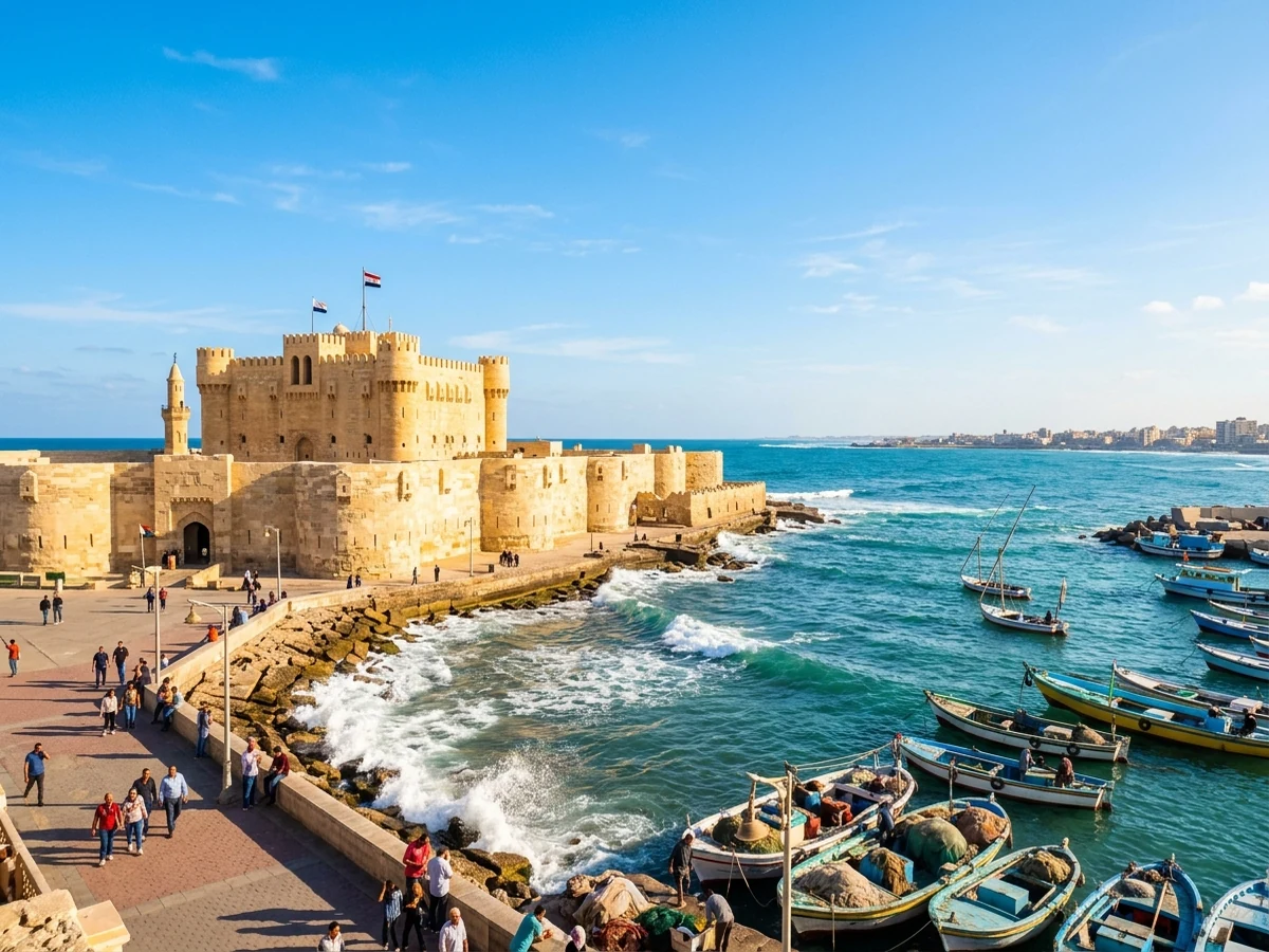 Citadel of Qaitbay overlooking the Mediterranean in Alexandria