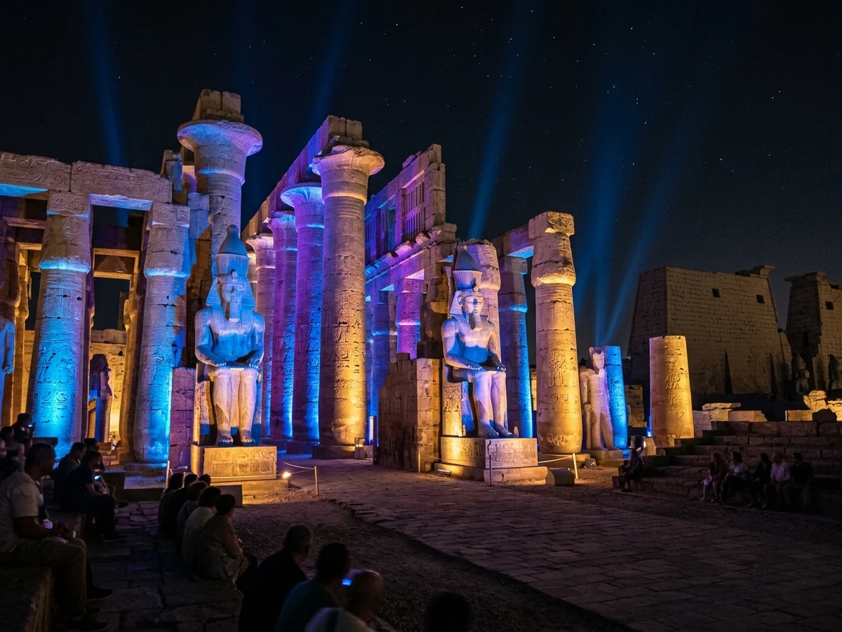 Karnak Temple illuminated dramatically for the sound and light show
